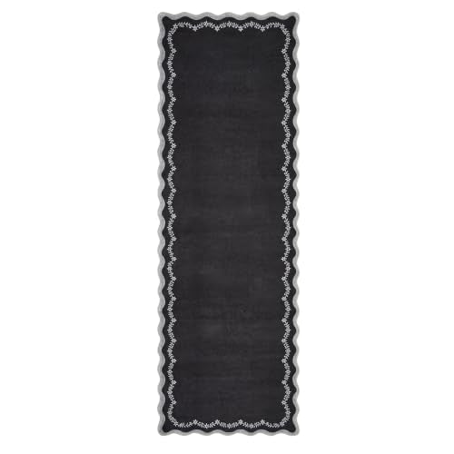 GarveeHome 2.5x10 Scalloped Washable Runner Rug Long Hallway Kitchen Rug