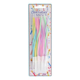 12 Count Pastel Twisted Spiral Birthday Candles, Rainbow Spiral Birthday Candles with Holders, Candle for Cake, Party Candle Set, Cake Candles