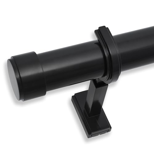 BlastHome® Non-Adjustable Luxury Curtain Rods for Windows, 1 ¼” Rod Set, 7 foot Fixed Length (Two Rods Connect for a Seamless Look), Tuxedo Black