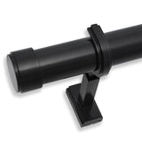 BlastHome® Non-Adjustable Luxury Curtain Rods for Windows, 1 ¼” Rod Set, 7 foot Fixed Length (Two Rods Connect for a Seamless Look), Tuxedo Black