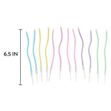 12 Count Pastel Twisted Spiral Birthday Candles, Rainbow Spiral Birthday Candles with Holders, Candle for Cake, Party Candle Set, Cake Candles