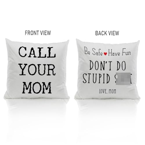 ZJSYXXU Call Your Mom Throw Pillow Covers 18x18 Inch, Funny College Dorm Decor Decorative Pillowcases Cushion Cover Decor for Couch Sofa Living Room, Graduation Gifts for Daughter Son