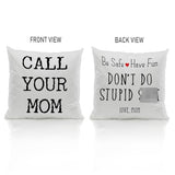 ZJSYXXU Call Your Mom Throw Pillow Covers 18x18 Inch, Funny College Dorm Decor Decorative Pillowcases Cushion Cover Decor for Couch Sofa Living Room, Graduation Gifts for Daughter Son