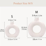 White Ceramic Donut Vase Set of 2, Hollow Matte Pampas Flower Vases for Boho Home Wedding Party Room Dinner Table Shelf Decor.（White）