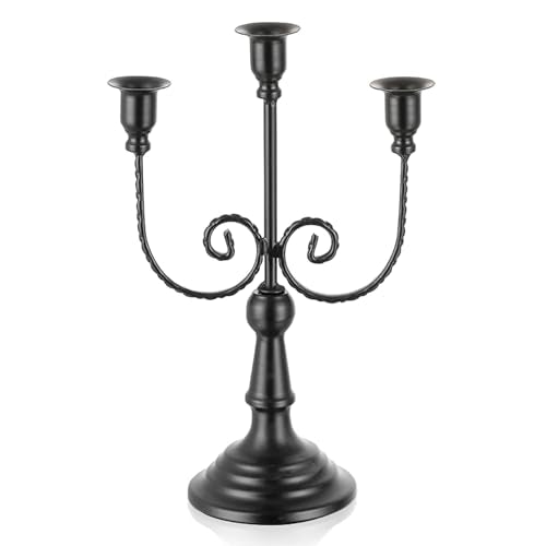 Romadedi Black 11.8" 3 Arm Candelabra Candle Holders