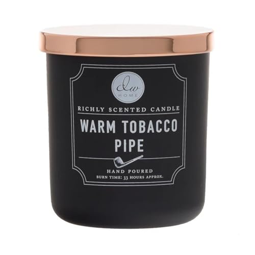DW Home Warm Tobacco Pipe Scented Candle for Home, 9 oz, Copper Lid Single Wick Candle Jar, Up to 33H Burn Time, Luxury Scented Candle for Relaxation, Gifting, Home Decor