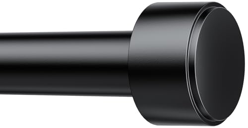Curtain Rods for Windows 32-96 Inch, 1 Inch Adjustable Black Curtain Rod Set with Brackets, Easy Install