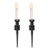 Gothic Wall Sconce Candle Holder for Taper Candles (Set of 2) Black Iron Crown and Scepter Design Victorian Wall Decor for Living Room, Bathroom,Dining Room