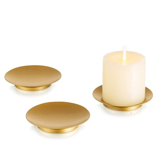Iron Pillar Candle Holder: 4.25" Gold Candle Tray and Plate