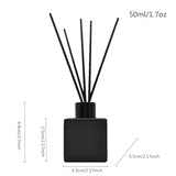 Perfume Reed Diffuser Bottle,Empty Square Essential Oil Bottles Glass Jar with Black Sticks for DIY Fragrance Replacement Diffuser Sets (50ml/1.7oz, Matte Black)