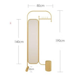 Full-Length Mirror Household Multifunctional Dressing Mirror and Coat Rack Combination Bedroom Full-Length Mirror with Hanging Clothes Full Length Floor Mirror (Gold2)