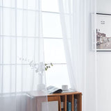 SpaceDresser Basic Rod Pocket Sheer Voile Window Curtain Panels White 1 Pair 2 Panels 52 Width 84 Inch Long for Kitchen Bedroom Children Living Room Yard(White,52 W x 84 L)