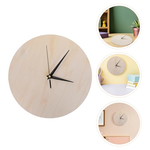 KESYOO 2pcs Wooden Clock Face Blank - 11 Inch Round DIY Clock Dial Plate with Pointer for Painting Crafts Classroom Projects Home Decor