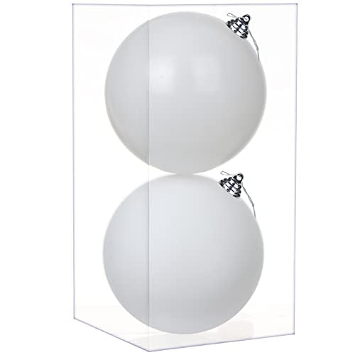 Christmas Ornaments Balls 5.9" Large Christmas Decorations Xmas Tree Shatterproof Big White Christmas Ball Ornaments with Hanging Loop for Wedding Holiday Halloween Party Indoor Outdoor Decor 2 Pcs