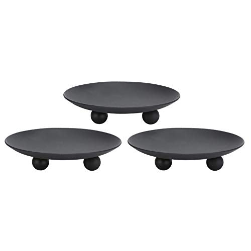 Decorative Iron Plate Candle Holder, Black, Set of 3,Candle Stand for LED & Wax Candles