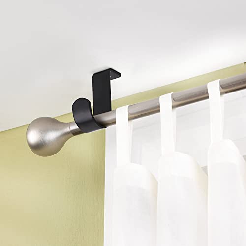 Sumnacon 3Pcs Ceiling Mount Curtain Rod Brackets,Metal Single Ceiling Curtain Rod Holder for 5/8-1 Inch Rod,Sturdy Curtain Rod Hooks for Living Room Bedroom Drapery Rod, Black
