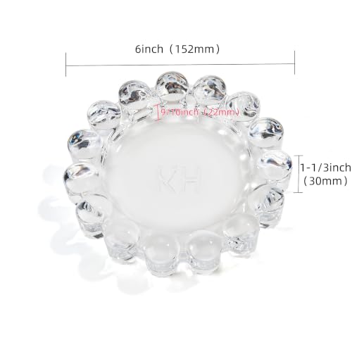 khtumeware Large Chic Clear Bubble Glass Candle Dish – Modern Clear Glass Candle Holder for Tealights & Diffusers, Decorative Tray for Home & Tabletop Decor（1 Pack）