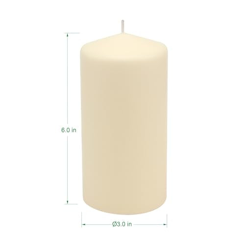 Stonebriar Unscented Pillar Candles – 65 Hour Burn Time, Long-Lasting Wax Candles for Weddings, Holidays, Home Décor & Special Events, Pack of 3, Ivory, 3" x 6"