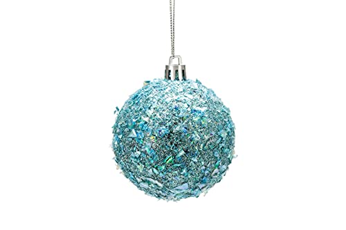 2.36"/60mm shatterproof Christmas Ball Ornaments Tree Decoration Baubles Set of 24 Counts (Sparkly Teal Blue 2.36")