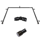 Bay Window Curtain Rods, HOTOZON 7/8 Inch Heavy Duty Curtain Rods for Bay Windows 48-84 Inch(Center Rod), 32-58 Inch Side Rods for Windows, Black, Decorative Drapery Rod with End Cap Finials