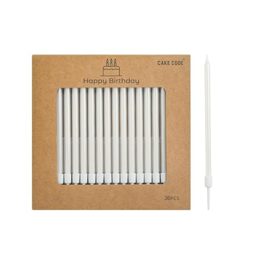 36-Count Pearl White Long Thin Birthday Candles, Cake Candles, Birthday Parties, Wedding Decorations, Party Candles