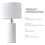 20" Modern Ceramic Table Lamps for Bedroom Set of 2, Small Table Lamps for Night Stands, Living Room, Home Office and Hallways, White