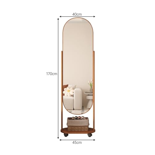FKEE55UED Floor Movable Pegboard Dressing Mirror Coat Rack Household Rotating Full-Length and Hat Mirror