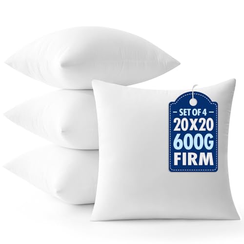 MIULEE 20x20 Throw Pillows Inserts 4 Pack, Decorative Pillows for Couch Bed