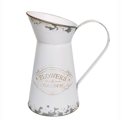 Rustic Shabby Chic Vase Small Metal Vase Vintage Milk Jug Mini Pitcher Decorative Flower Vase Farmhouse Decor for Home, Kitchen, Bathroom
