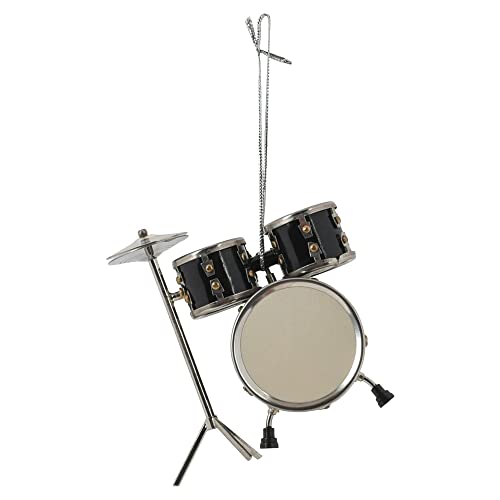 Broadway Gifts 3.2" Black Wood and Brass Drum Set Ornament Decoration | Hand-Crafted Wooden Drums Christmas Ornament in Gift Box for Drummer or Musician