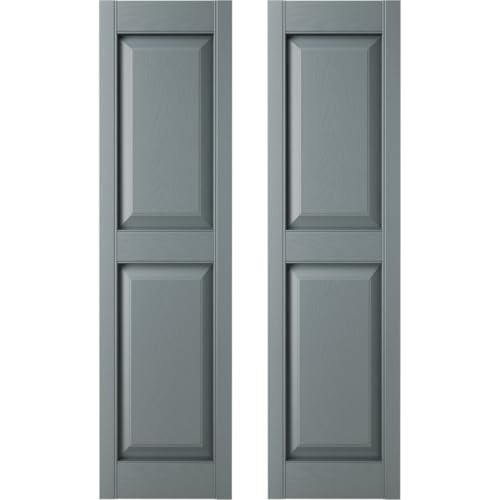 12 in. W x 51 in. H Builders Edge, TailorMade Two Equal Panels, Raised Panel Shutters, Includes Matching Installation Spikes (Per Pair), 419 - Storm Cloud