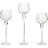 Hosley Set of 3 Crackle Clear Glass Tealight Holders -12 Inch, 10 Inch, 9 Inch Ideal for Weddings Special Events Parties