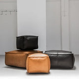 Handcrafted Moroccan Square Leather Pouffe – Delivered Unstuffed – Ottoman, Footstool, Footrest, Floor Cushion, Coffee Table, Hassock (Tan, 16" × 16" × 12" – Small)