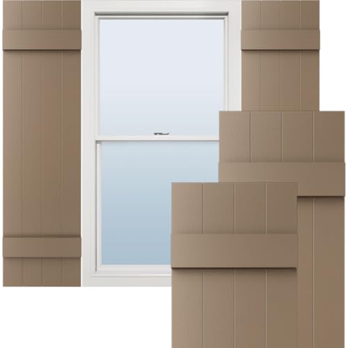 14"W x 49"H Lifetime Vinyl, TailorMade Four Board Joined (2 Batten), Board-n-Batten Shutters, w/Shutter-Loks (Per Pair), French Roast