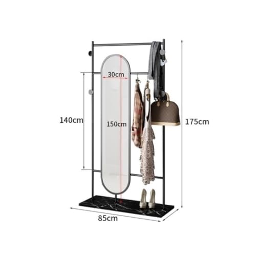Full-Length Mirror Multifunctional Floor-Standing Coat Rack Full-Length Mirror Combination Bedroom Fitting Mirror Dressing Mirror Full Length Floor Mirror (Black 85cm)