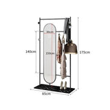 Full-Length Mirror Multifunctional Floor-Standing Coat Rack Full-Length Mirror Combination Bedroom Fitting Mirror Dressing Mirror Full Length Floor Mirror (Black 85cm)