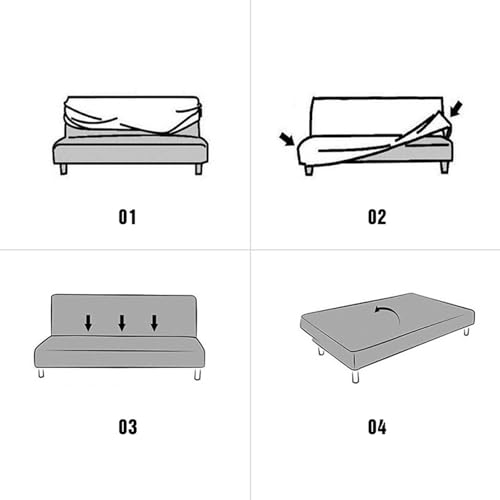 All-Inclusive Futon Covers Slipcovers Without Arms, Waterproof Sofa Bed Covers 2 Seater, Non-Slip Armless Futon Sofa Bed Cover Thicken Futon Bed Covers Slipcovers Armless Sofa Cover,J,M1
