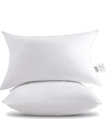 HITO 12x20 Pillow Inserts (Set of 2)- 100% Cotton Covering Down Alternative Throw Pillows White for Couch Bed Sofa
