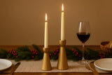 Taper Candle Holders Set of 2, Ceramic Candlestick Holder Home Decor Golden
