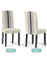 Savannan Chair Covers Set of 4, Modern Navy Blue White Stripe Removable Stretchable Parsons Chair Slipcovers Protector for Kitchen Dining Room Retro Linen Texture