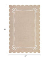 Garvee Scalloped Bow Rug for Living Room Washable Solid Camel 5x7 Area Rugs