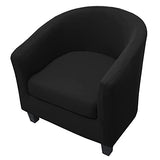 WOMACO 2 Pieces Club Chair Slipcover Printed Stretch Armchair Tub Round Barrel Swivel Chair Covers withc Cushion Cover Elastic Bottom Sofa Furniture Protector for Tullsta (1, Black)