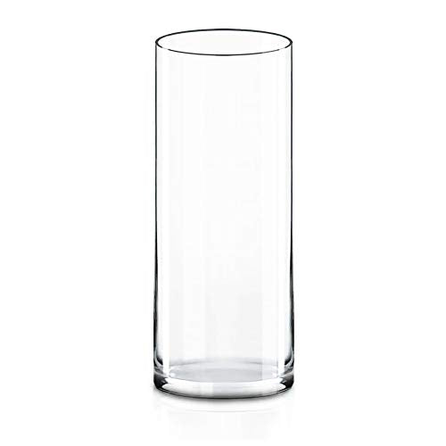 CYS Excel Clear Glass Cylinder Vase (H:12" D:4") | Multiple Size Choices Glass Flower Vase Centerpieces | Hurricane Floating Candle Holder