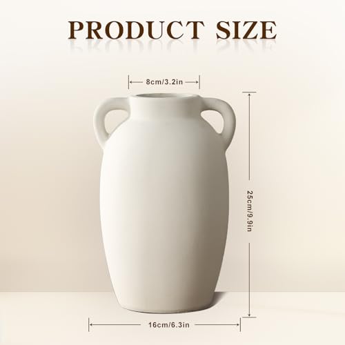 White Ceramic Vase-Boho Decorative Vase,Terracotta Tall Vases Decorative Pottery are Suitable for Decorating Living Rooms,Kitchens,and Bedrooms.