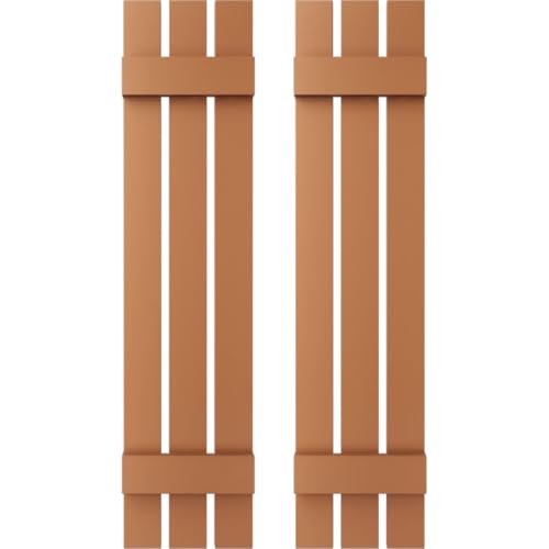 12 in. W x 39 in. H Builders Edge, TailorMade Three Board Spaced (2 Batten), Board-n-Batten Shutters, Includes Matching Installation Spikes (Per Pair), 471 - Treated Cedar