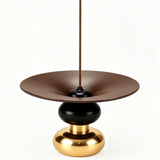 Brass Metal Incense Holder - One - Press Eject for Meditation, Yoga & Home Decor (Rose - Brown, Round)