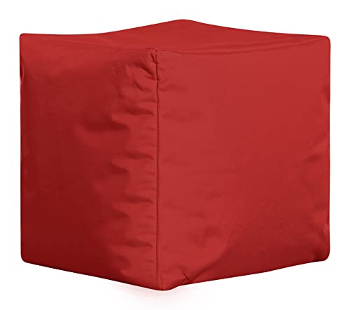 Gouchee Home Cube Brava Pouf Ottoman Foot Rest - Red - Modern Square Bean Bag Chair with Water Repellent Fabric - Floor Pouf for Living Room, Bedroom or Patio - Foot Rest forOutdoor