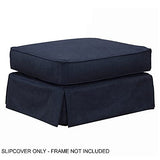 Sunset Trading Americana Slipcover Only for Rectangular Ottoman | Performance Fabric Washable Water-Resistant Stain-Proof | Living Room Sofa, Chair, Loveseat Footrest Cover | Navy Blue