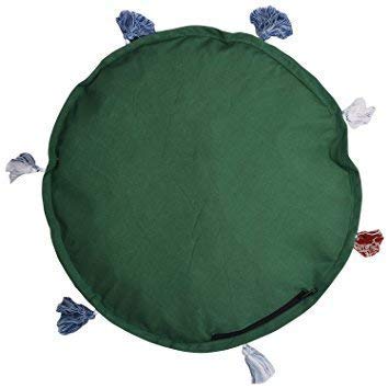 Sophia Art Round Floor Pillow Cushion Patchwork Pouf Ottoman, Green, 28 Inch