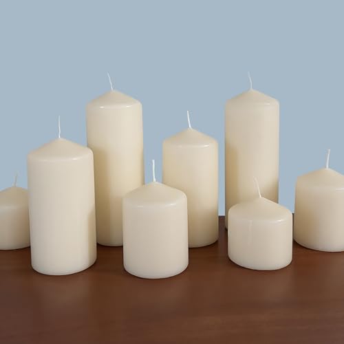 Stonebriar Unscented Pillar Candles – 65 Hour Burn Time, Long-Lasting Wax Candles for Weddings, Holidays, Home Décor & Special Events, Pack of 3, Ivory, 3" x 6"